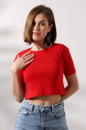 21560 KADIN PENYE COMP LİKRASIZ RİB PAMUKLU BİSİKLET YAKA CROP TSHIRT 21560 KADIN PENYE COMP LİKRASIZ RİB PAMUKLU BİSİKLET YAKA CROP TSHIRT