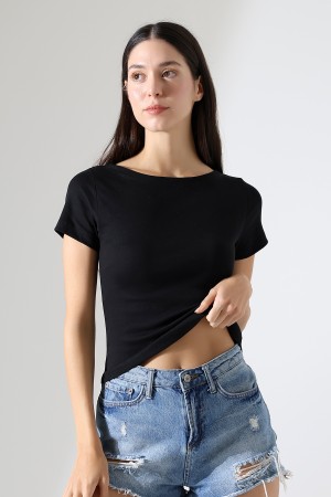 21996 KADIN KAYIK YAKA FULL LYC KOMPAKT PENYE KISA KOL TSHIRT  21996 KADIN KAYIK YAKA FULL LYC KOMPAKT PENYE KISA KOL TSHIRT