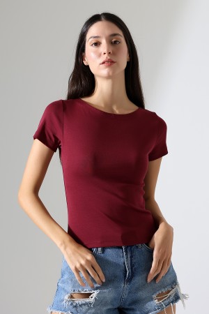 21996 KADIN KAYIK YAKA FULL LYC KOMPAKT PENYE KISA KOL TSHIRT  21996 KADIN KAYIK YAKA FULL LYC KOMPAKT PENYE KISA KOL TSHIRT