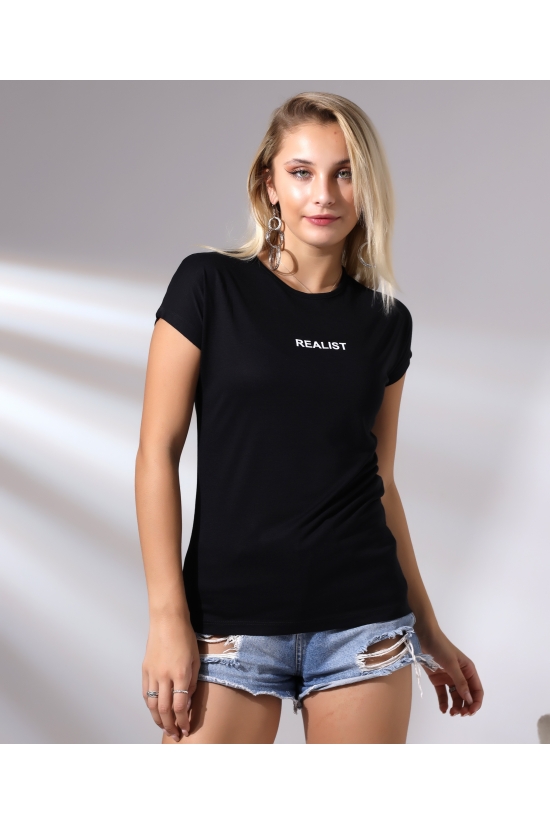 19315 REALİST BASK.BAYAN KISA KOLU BEDENDE SALAŞ VSK TSHIRT 