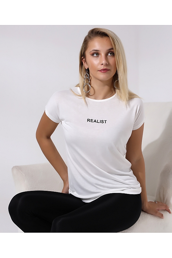 19315 REALİST BASK.BAYAN KISA KOLU BEDENDE SALAŞ VSK TSHIRT 