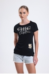 19609 CHİC BASK.BAYAN KISA KOLU BEDENDE SALAŞ VSK TSHIRT 