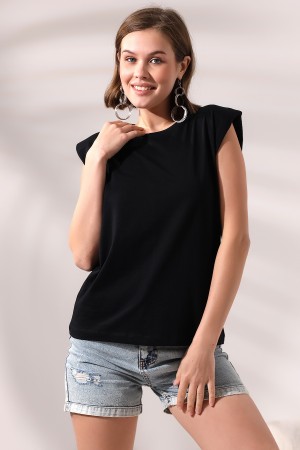 19619 KADIN ARK PARÇ.OMUZLARI VATKALI KISA KOLU BEDENLE PAMUKLU SALAŞ TSHIRT 19619 KADIN ARK PARÇ.OMUZLARI VATKALI KISA KOLU BEDENLE PAMUKLU SALAŞ TSHIRT