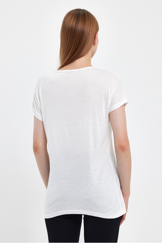 20345 YES KIRIK  BASK.BAYAN KISA KOLU BEDENDE SALAŞ VSK TSHIRT 