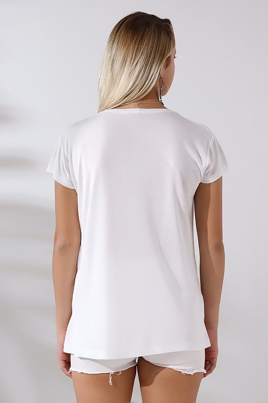 21256 KADIN KISA KOL SALAŞ BİSİKLET YAKA VSK TSHIRT