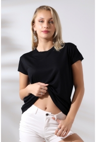 21256 KADIN KISA KOL SALAŞ BİSİKLET YAKA VSK TSHIRT