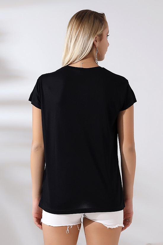 21256 BAYAN KISA KOL SALAŞ BİSİKLET YAKA VSK TSHIRT