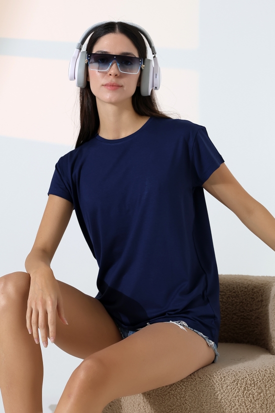 21256 KADIN KISA KOL SALAŞ BİSİKLET YAKA VSK TSHIRT