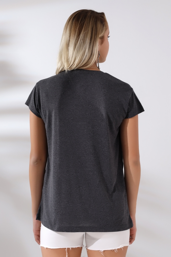 21256 BAYAN KISA KOL SALAŞ BİSİKLET YAKA VSK TSHIRT