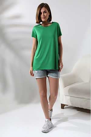 21256 KADIN KISA KOL SALAŞ BİSİKLET YAKA VSK TSHIRT