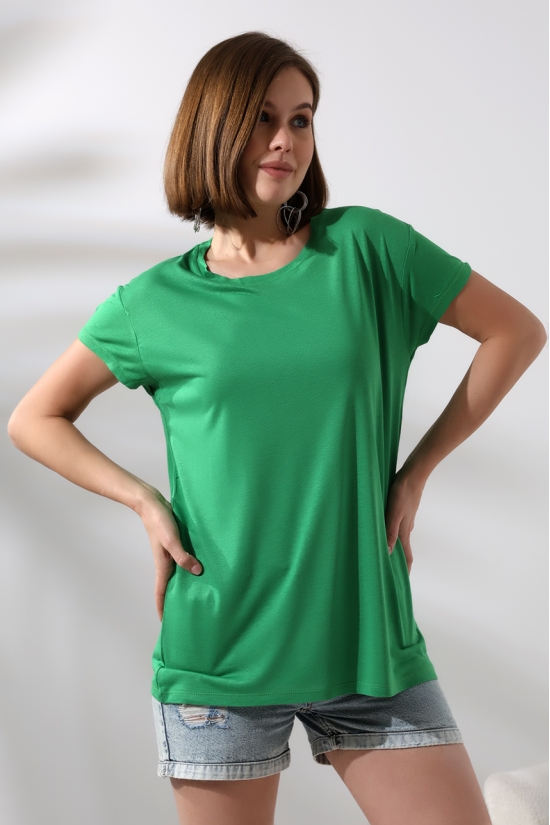 21256 KADIN KISA KOL SALAŞ BİSİKLET YAKA VSK TSHIRT