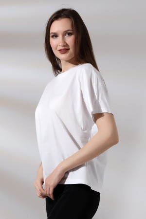 21571 KADIN KISA KOLU BEDENDE YARASA KOL PAMUKLU SALAŞ TSHIRT