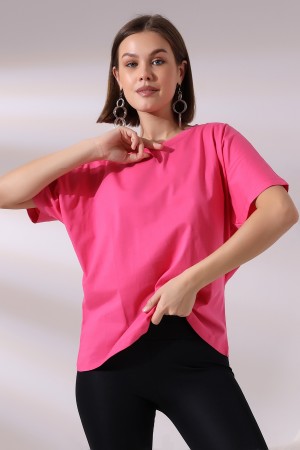 21571 KADIN KISA KOLU BEDENDE YARASA KOL PAMUKLU SALAŞ TSHIRT