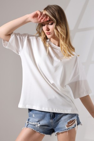 21669 KADIN KALIN FAYN PENYE KOMPAKT OMUZ PARÇALI KISA KOL GENİŞ SALAŞ  TSHIRT 21669 KADIN KALIN FAYN PENYE KOMPAKT OMUZ PARÇALI KISA KOL GENİŞ SALAŞ  TSHIRT