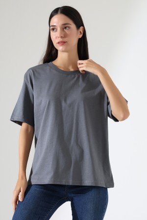 21667 KADIN KALIN FAYN PENYE KOMPAKT YAKA KAŞGORSELİ KISA KOL GENİŞ SALAŞ  TSHIRT 21667 KADIN KALIN FAYN PENYE KOMPAKT YAKA KAŞGORSELİ KISA KOL GENİŞ SALAŞ  TSHIRT