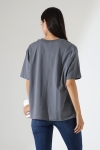 21667 KADIN KALIN FAYN PENYE KOMPAKT YAKA KAŞGORSELİ KISA KOL GENİŞ SALAŞ  TSHIRT