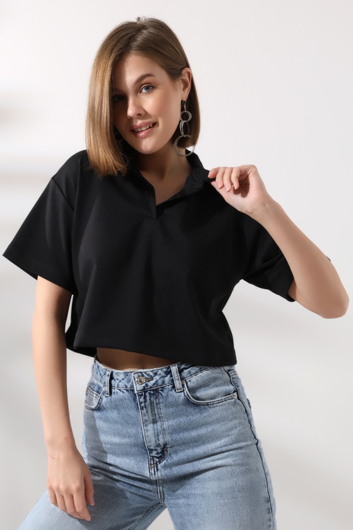 21171 BAYAN KISA KOL GÖMLEK YAKA POLO YAKA TSHIRT 21171 BAYAN KISA KOL GÖMLEK YAKA POLO YAKA TSHIRT