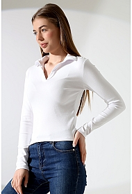 21938 KADIN FULLLYC RİBANA UZUN KOL KOL GÖMLEK YAKA PATLI UZUN KOL TSHIRT