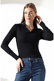 21938 KADIN FULLLYC RİBANA UZUN KOL KOL GÖMLEK YAKA PATLI UZUN KOL TSHIRT