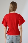 22295 KADIN KOMPAKT LYC SÜPR. YARIM GENİŞ KOLUCU BİYELİ OVAL U YAKA TSHIRT 