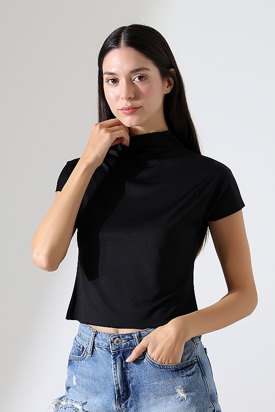 22002 KADIN FULL LYC MİKRO KENDİLİĞİNDEN DİK YAKASI KOLU ETEĞİ DİKİŞSİZ KOLU BEDENDE TSHIRT