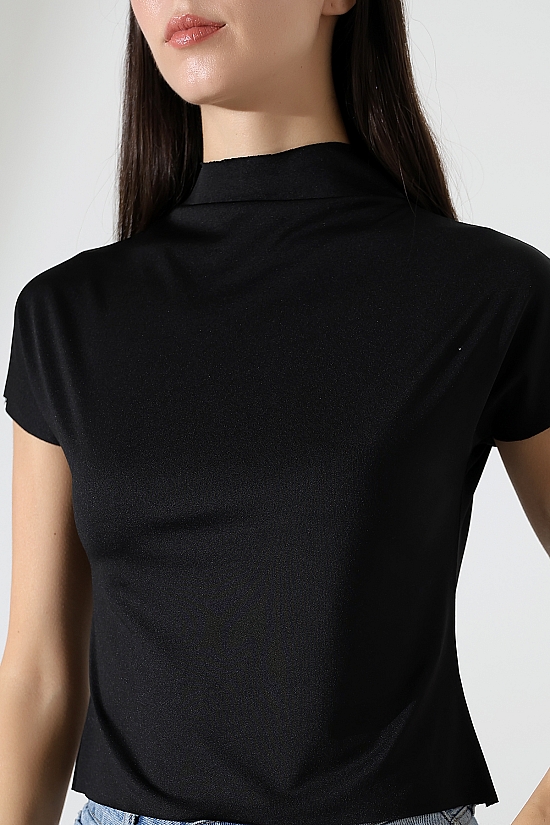 22002 KADIN FULL LYC MİKRO KENDİLİĞİNDEN DİK YAKASI KOLU ETEĞİ DİKİŞSİZ KOLU BEDENDE TSHIRT