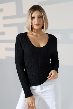 22111 KADIN JAKARLI VİYANA UZUN KOL V YAKA TSHIRT 22111 KADIN JAKARLI VİYANA UZUN KOL V YAKA TSHIRT