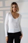 22111 KADIN JAKARLI VİYANA UZUN KOL V YAKA TSHIRT 22111 KADIN JAKARLI VİYANA UZUN KOL V YAKA TSHIRT