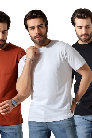 0-31751 - 3'LÜ PAKET  ERKEK BASİC COMFORT FİT  KISA KOL BİSİKLET YAKA PAMUKLU TSHIRT  0-31751 - 3'LÜ PAKET  ERKEK BASİC COMFORT FİT  KISA KOL BİSİKLET YAKA PAMUKLU TSHIRT