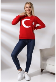 19158 TÜRK BAYRAK BASK.2CM TEMİZLEME BİYELİ 2İP KADIN SWET