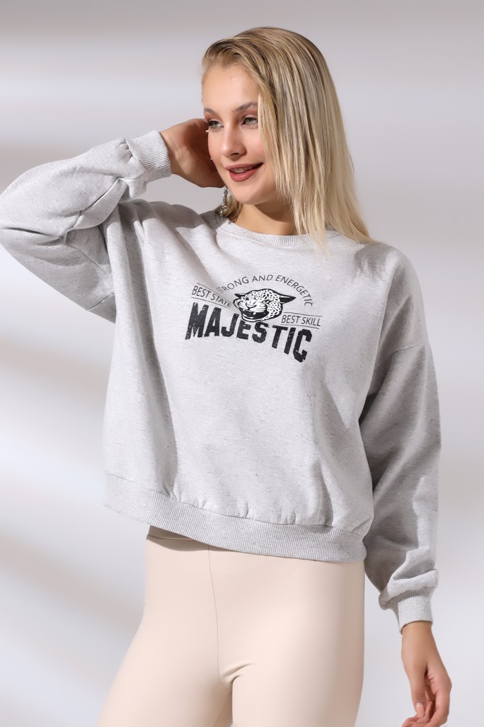 21501 MAJESTİC ÖNÜ BASK.ARKASIDA BASK. BAYAN OVERSİZE ŞARDONLU 2 İP SALAŞ GENİŞ SWETSHIRT 21501 MAJESTİC ÖNÜ BASK.ARKASIDA BASK. BAYAN OVERSİZE ŞARDONLU 2 İP SALAŞ GENİŞ SWETSHIRT