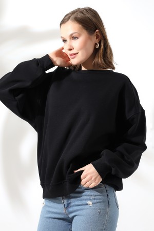 21616 KADIN 3 İP PENYE KOMPAKT ŞARDONLU OMUZLARI PARÇALI  BİSİKLET YAKA SALAŞ OVERSİZE SWEATSHIRT 21616 KADIN 3 İP PENYE KOMPAKT ŞARDONLU OMUZLARI PARÇALI  BİSİKLET YAKA SALAŞ OVERSİZE SWEATSHIRT