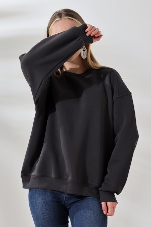 21616 KADIN 3 İP PENYE KOMPAKT ŞARDONLU OMUZLARI PARÇALI  BİSİKLET YAKA SALAŞ OVERSİZE SWEATSHIRT 21616 KADIN 3 İP PENYE KOMPAKT ŞARDONLU OMUZLARI PARÇALI  BİSİKLET YAKA SALAŞ OVERSİZE SWEATSHIRT