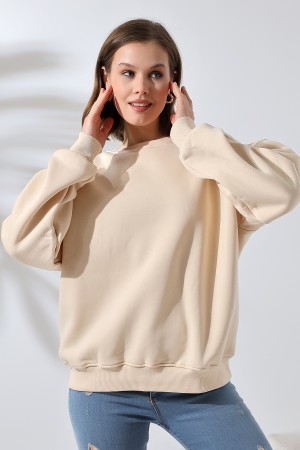 21616 KADIN 3 İP PENYE KOMPAKT ŞARDONLU OMUZLARI PARÇALI  BİSİKLET YAKA SALAŞ OVERSİZE SWEATSHIRT 21616 KADIN 3 İP PENYE KOMPAKT ŞARDONLU OMUZLARI PARÇALI  BİSİKLET YAKA SALAŞ OVERSİZE SWEATSHIRT