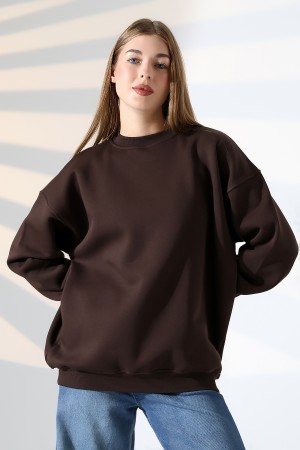 21620 KADIN 3 İP PENYE KOMPAKT ŞARDONLU  BİSİKLET YAKA SALAŞ OVERSİZE UZUN SWEATSHIRT 21620 KADIN 3 İP PENYE KOMPAKT ŞARDONLU  BİSİKLET YAKA SALAŞ OVERSİZE UZUN SWEATSHIRT