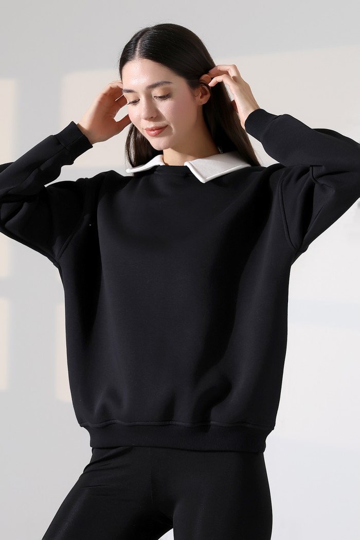 21985 KADIN 3 İP BİSİKLETVE GÖMLEK YAKALI SALAŞ GENİŞ SWETSHIRT 21985 KADIN 3 İP BİSİKLETVE GÖMLEK YAKALI SALAŞ GENİŞ SWETSHIRT