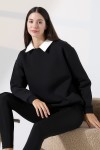 21985 KADIN 3 İP BİSİKLETVE GÖMLEK YAKALI SALAŞ GENİŞ SWETSHIRT 21985 KADIN 3 İP BİSİKLETVE GÖMLEK YAKALI SALAŞ GENİŞ SWETSHIRT