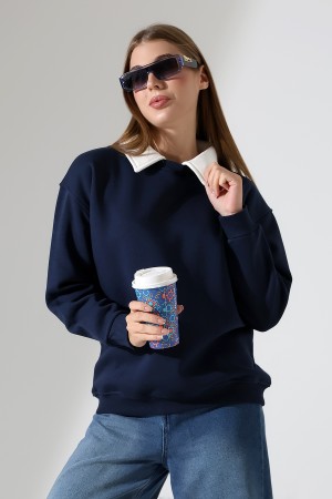 21985 KADIN 3 İP BİSİKLETVE GÖMLEK YAKALI SALAŞ GENİŞ SWEATSHIRT 21985 KADIN 3 İP BİSİKLETVE GÖMLEK YAKALI SALAŞ GENİŞ SWEATSHIRT