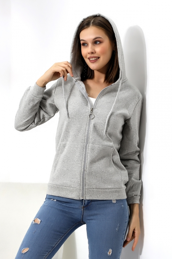 19116 BAYAN DÜZ 2İP ŞARDONLU FERM. KAPŞONLU SWETSHIRT