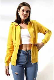 19116 KADIN DÜZ 2İP ŞARDONLU FERM. KAPŞONLU SWETSHIRT