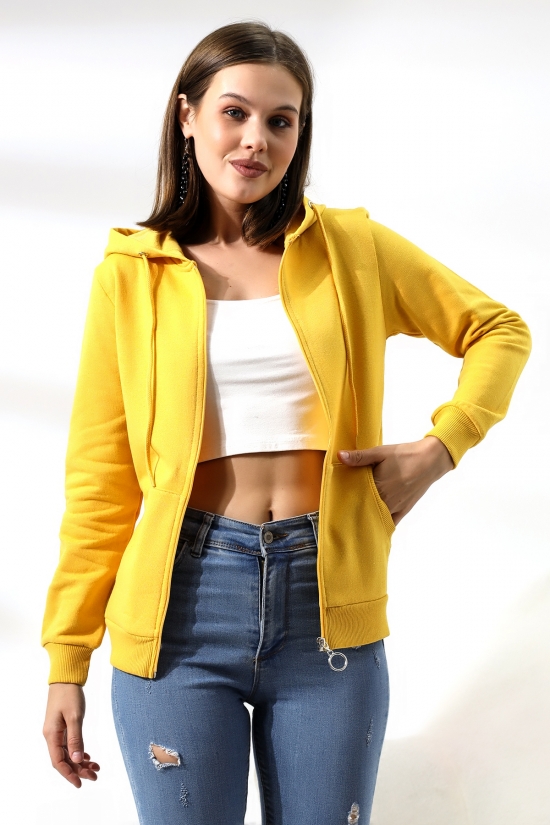 19116 BAYAN DÜZ 2İP ŞARDONLU FERM. KAPŞONLU SWETSHIRT