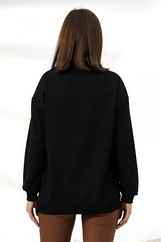 19556 BAYAN POLYVSK 2 İP YARIM BALIKÇI TUNİK SWETSHIRT 