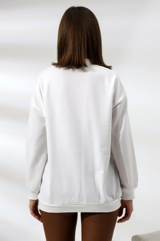 19556 BAYAN POLYVSK 2 İP YARIM BALIKÇI TUNİK SWETSHIRT 