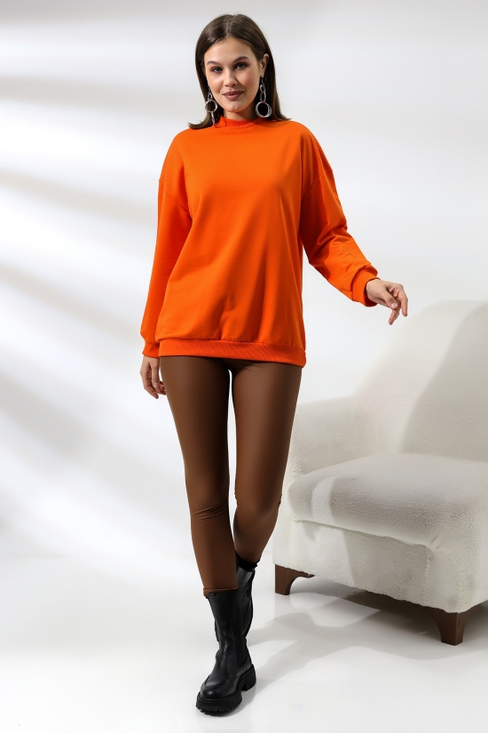 19556 BAYAN POLYVSK 2 İP YARIM BALIKÇI TUNİK SWETSHIRT 