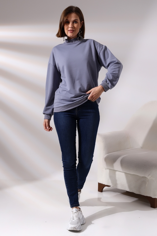 19556 BAYAN  2 İP YARIM BALIKÇI TUNİK SWETSHIRT 