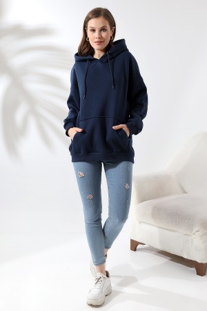 21615 KADIN 3 İP PENYE KOMPAKT ŞARDONLU SALAŞ OVERSİZE KAPŞONLU KANGURU CEPLİ SWEATSHIRT 21615 KADIN 3 İP PENYE KOMPAKT ŞARDONLU SALAŞ OVERSİZE KAPŞONLU KANGURU CEPLİ SWEATSHIRT