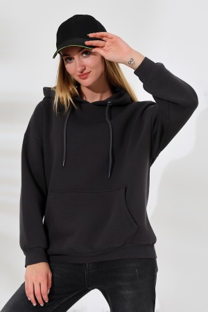 21615 KADIN 3 İP PENYE KOMPAKT ŞARDONLU SALAŞ OVERSİZE KAPŞONLU KANGURU CEPLİ SWEATSHIRT 21615 KADIN 3 İP PENYE KOMPAKT ŞARDONLU SALAŞ OVERSİZE KAPŞONLU KANGURU CEPLİ SWEATSHIRT