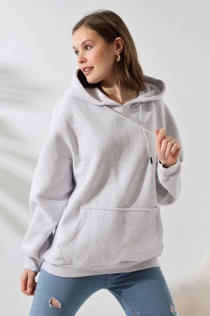 21615 KADIN 3 İP PENYE KOMPAKT ŞARDONLU SALAŞ OVERSİZE KAPŞONLU KANGURU CEPLİ SWEATSHIRT 21615 KADIN 3 İP PENYE KOMPAKT ŞARDONLU SALAŞ OVERSİZE KAPŞONLU KANGURU CEPLİ SWEATSHIRT