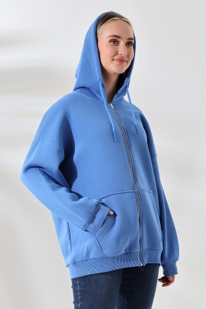 21618 KADIN 3 İP PENYE KOMPAKT  ŞARDONLU METAL FERMUARLI SALAŞ OVERSİZE KAPŞONLU KANGURU CEPLİ SWEATSHIRT 21618 KADIN 3 İP PENYE KOMPAKT  ŞARDONLU METAL FERMUARLI SALAŞ OVERSİZE KAPŞONLU KANGURU CEPLİ SWEATSHIRT