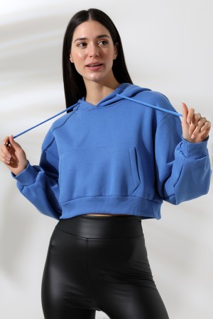21653 KADIN 3 İP PENYE COMP. ŞARD. KAPŞONLU KANG CEPLİ GENİŞ SALAŞ KISA SWEATSHIRT 21653 KADIN 3 İP PENYE COMP. ŞARD. KAPŞONLU KANG CEPLİ GENİŞ SALAŞ KISA SWEATSHIRT